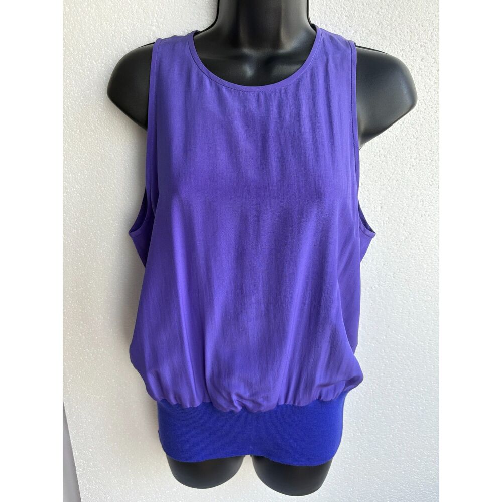 Adrianna Papell Purple 100% Silk Blouse Size 10 Drop Waist Formal Career Event